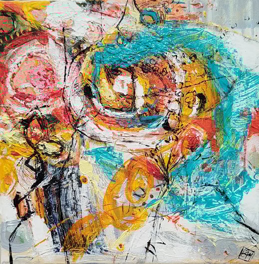 Elisabeth Augendre artiste peintre en Ariège acrylique impressionnisme fantais en jardin 26