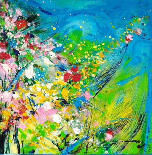 Elisabeth Augendre artiste peintre en Ariège acrylique impressionnisme fantaisie en jardin 45