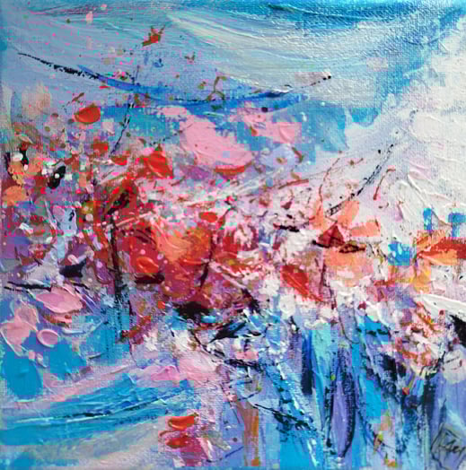 Elisabeth Augendre artiste peintre en Ariège acrylique impressionnisme promenade en jardin 45