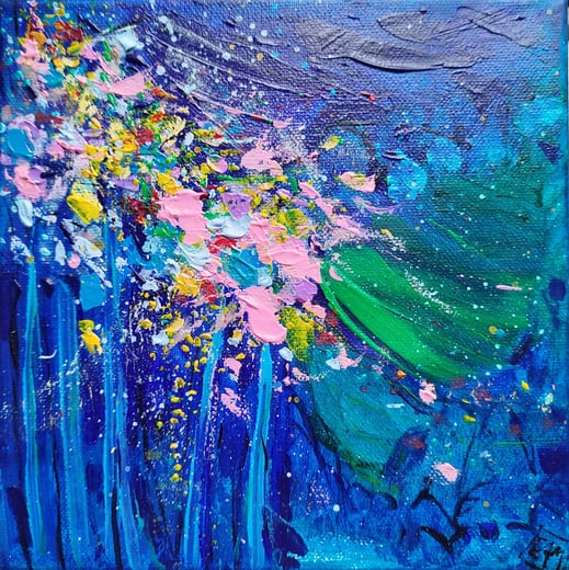 Elisabeth Augendre artiste peintre en Ariège acrylique impressionnisme promenade en jardin 42