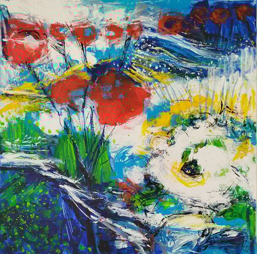 Elisabeth Augendre artiste peintre en Ariège acrylique impressionnisme fantaisie en jardin 50