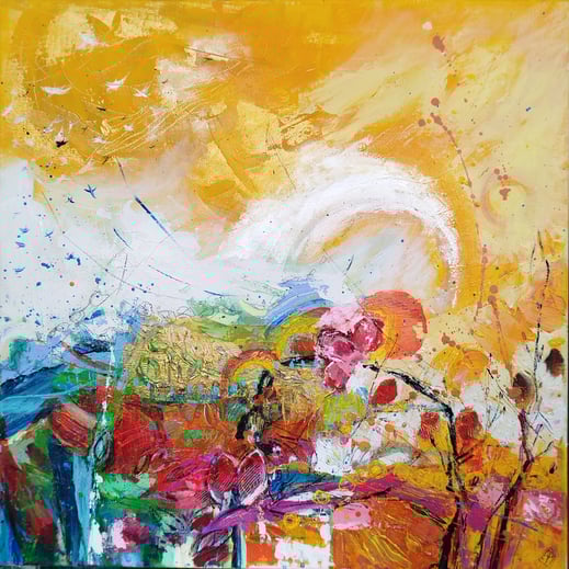 Elisabeth Augendre artiste peintre en Ariège acrylique impressionnisme fantaisie en jardin 48