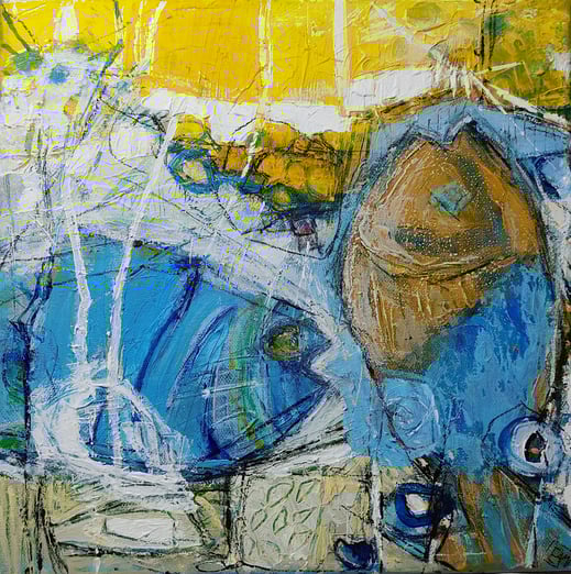 Elisabeth Augendre artiste peintre en Ariège acrylique expressionnisme jardins aquatiques, les poissons 4