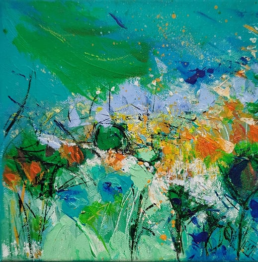 Elisabeth Augendre artiste peintre en Ariège acrylique impressionnisme promenade en jardin 38