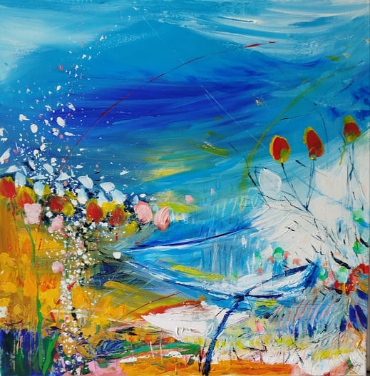 Elisabeth Augendre artiste peintre en Ariège acrylique originale impressionnisme fantaisie en jardin 49