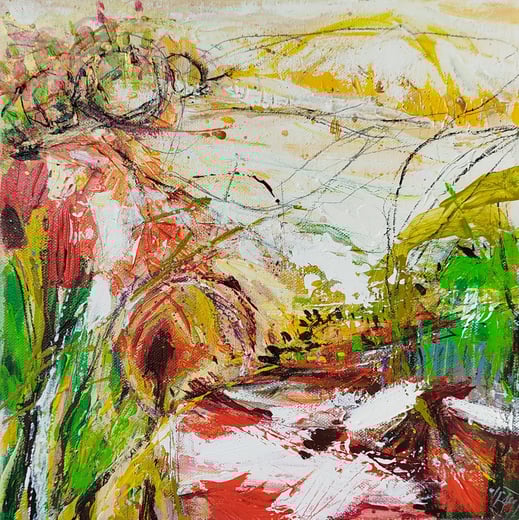 Elisabeth Augendre artiste peintre en Ariège acrylique impressionnisme promenade au bord de l'eau 14