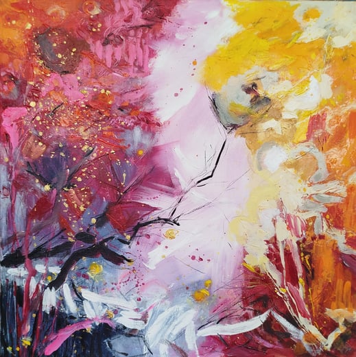 Elisabeth Augendre artiste peintre en Ariège acrylique impressionnisme fantaisie en jardin 45