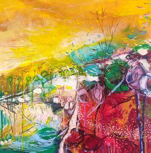 Elisabeth Augendre artiste peintre en Ariège acrylique impressionninsme promenade en jardin 10