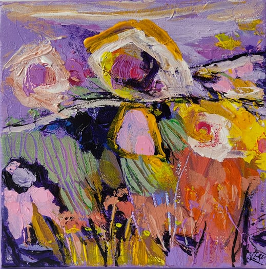 Elisabeth Augendre artiste peintre en Ariège acrylique originale impressionnisme promenade en jardin 21