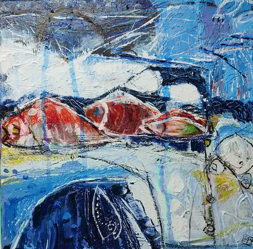 Elisabeth Augendre artiste peintre en Ariège acrylique expressionnisme jardins aquatiques, les poissons 6