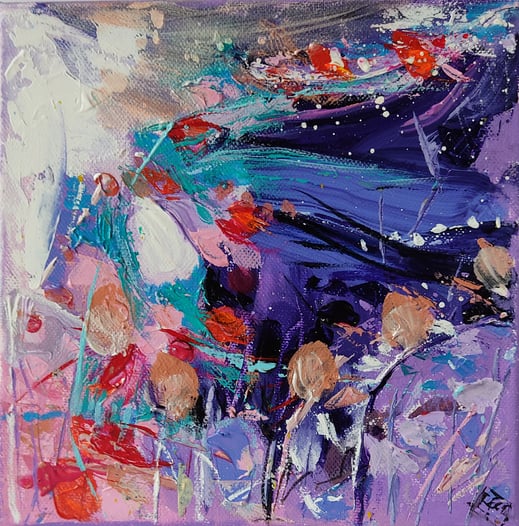 Elisabeth Augendre artiste peintre en Ariège acrylique originale impressionnisme promenade en jardin 22