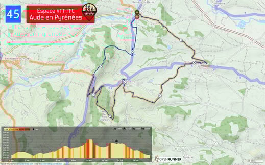 Carte circuit VTT n°45 - Espace VTT FFC Aude en Pyrénées