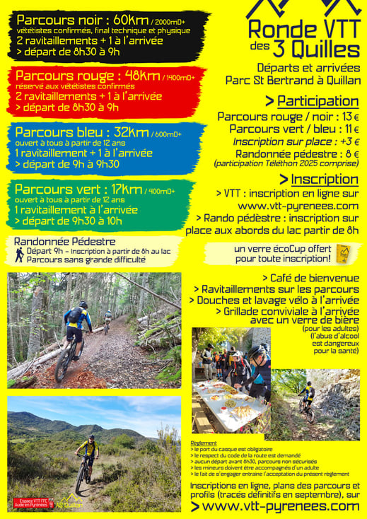 Programme de la Ronde VTT des 3 Quilles 2025