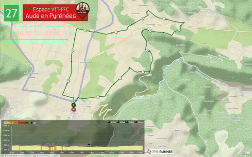 Carte circuit VTT n°27 - Espace VTT FFC Aude en Pyrénées