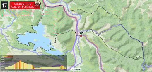 Carte circuit VTT n°17 - Espace VTT FFC Aude en Pyrénées