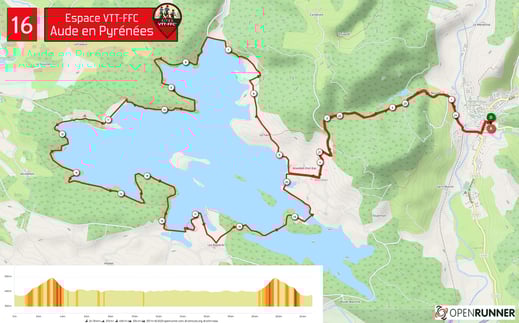 Carte circuit VTT n°16 - Espace VTT FFC Aude en Pyrénées