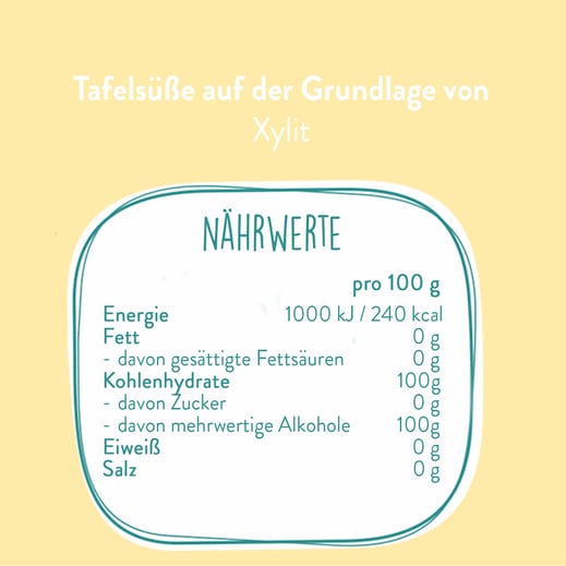 Nährwerttabelle Vanillin Birkenzucker