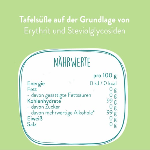 Nährwerttabelle Süßesticks Stevia