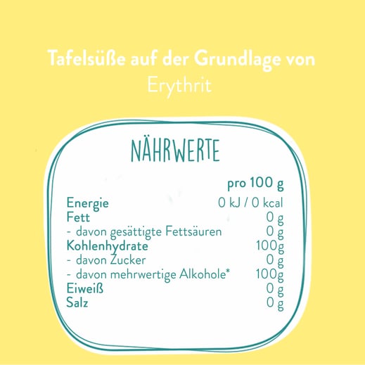 Nährwerttabelle Vanillin Erythrit