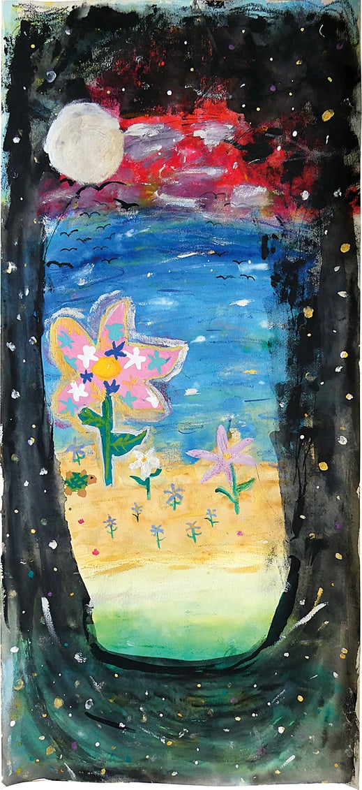 《月にむかう花》80×36cm　4年生　Ａさん