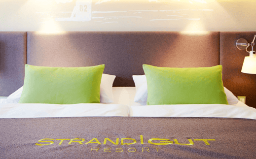 Das Bild zeigt das Hotelzimmer im Hotel Strandgut.