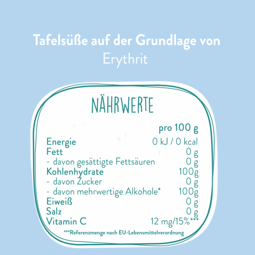 Nährwerttabelle ErythritSchugga blue