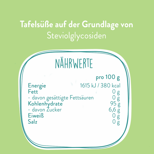 Nährwerttabelle Stevia Streusüße