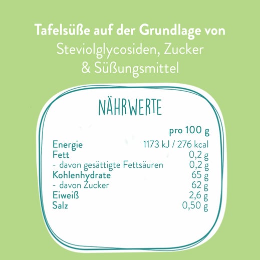 Nährwerttabelle Stevia Süßstofftabletten