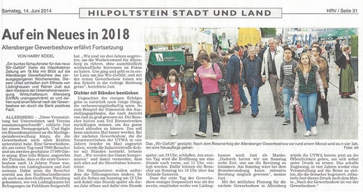 Artikel: Roth Hilpoltsteiner Volkszeitung, 14.06.2014