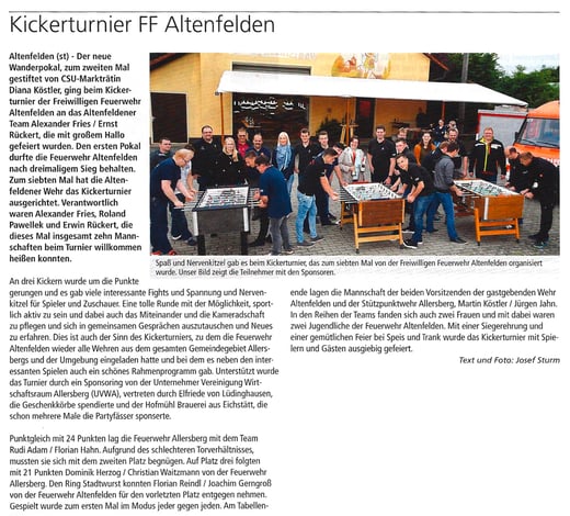 Artikel, Hilpoltsteiner Kurier, Dienstag, 31.5.2016