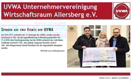 Spenden aus zwei Events der UVWA