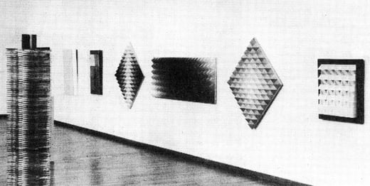 Werke von Morandini Glattfelder, Megert, Waibel und Cotti zeigt dieser Blick in den Wechselsaal, wo die Sammlungen von Rolf Forster, Urs Meili, Paul Pflügl und Klaus Unger zu sehen sind.