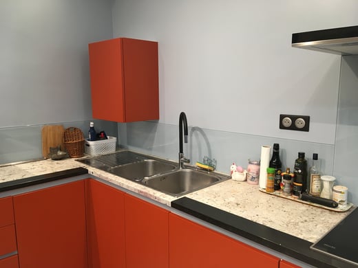 Cuisine améngée - Plan de travail 2 matières - Peinture Farrow & ball