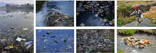 Pokhara city, Plastic wastes around Fewa lake.