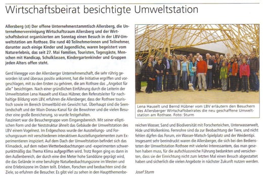 Bericht aus dem Mitteilungsblatt Allersberg