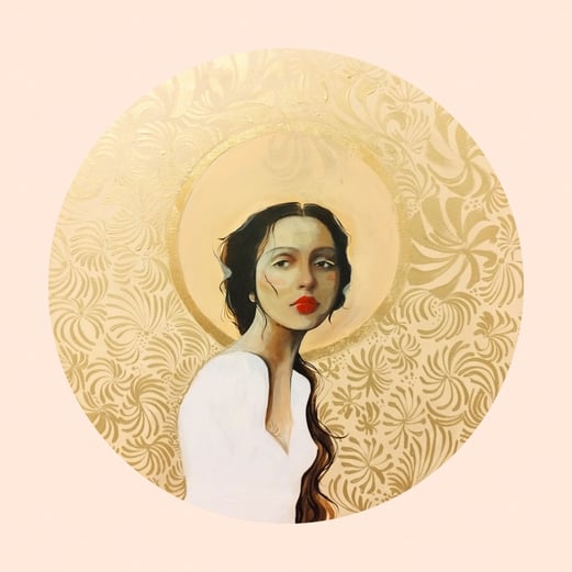 Amie  kombinierte Acryl-Technik/Gold ⌀60cm Leinwand