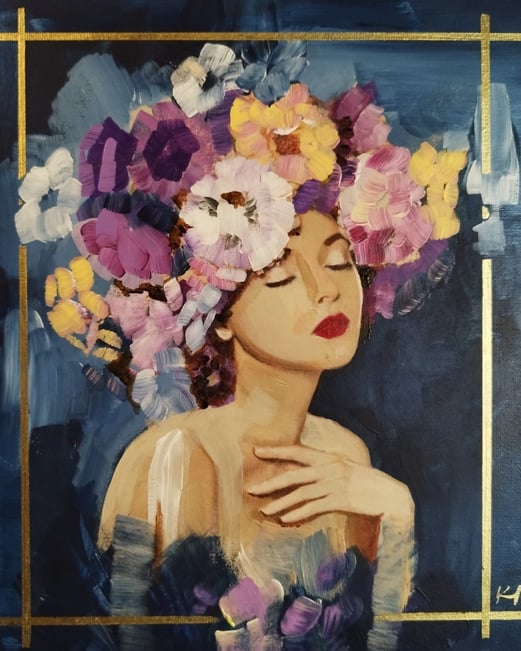 Flower Power 30x30cm #acrylgoldmixedmedia