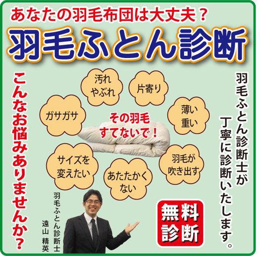 羽毛ふとん診断 プロの目であなたの羽毛をチェック / スリープキューブ和多屋
