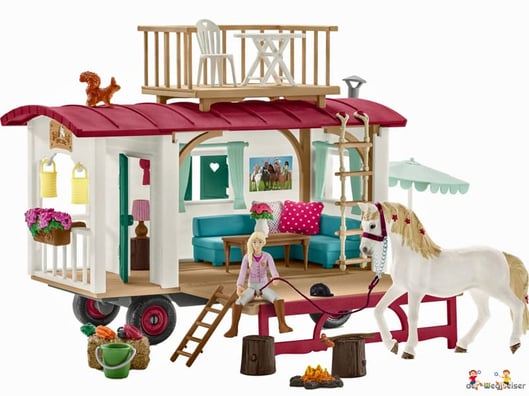 Im Paket Schleich 42344 sind 95 Einzelteile enthalten, mit denen du einen tollen Wohnwagen bauen und viele aufregende Abenteuer erleben kannst!