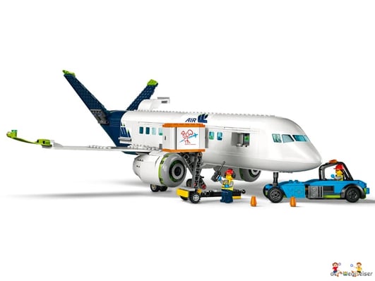 Die Besonderheiten im Lego Paket 60367 ist ein modernes Flugzeug mit Umfangreichem Bodenfahrzeug-Zubehör.