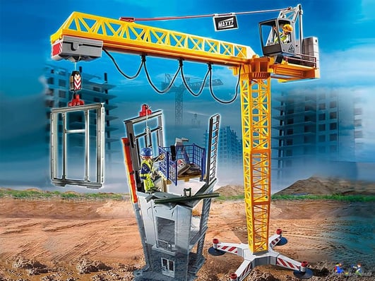 Die Besonderheiten im Playmobil Paket 70441 ist ein der RC-fähig Kran der mit einem Handsender gesteuert wird.