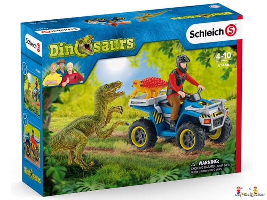 Bei der Bestellung im Onlineshop der-Wegweiser erhalten Sie das Schleich Paket 41466 "Flucht auf Quad vor Velociraptor".