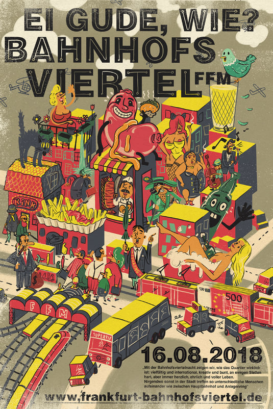 BAHNHOFSVIETELNACHT FFM ILLUSTRATION → Zündung GmbH für Stadt Frankfurt am Main