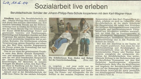 Ein JPRS-Projekt des Fachbereichs Körperpflege unter dem Motto "Soziale Kompetenz - von- und miteinander lernen"