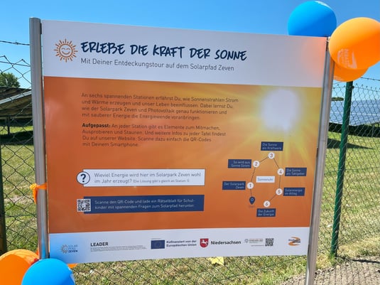 Informationstafel am Solarlehrpfad Zeven. Foto: Regionalmanagement