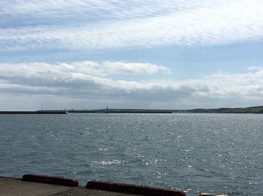 遠くに船影発見。