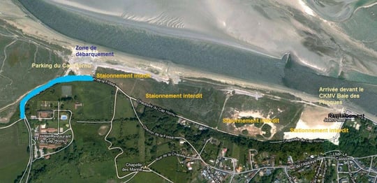 La Zone bleue est conseillée pour vous stationner avec vos remorques. Veillez à ne pas gêner la circulation.