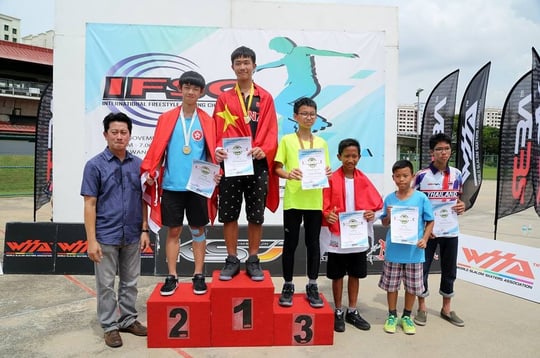 Speed Slalom Junior Men podium by Carroll Wong