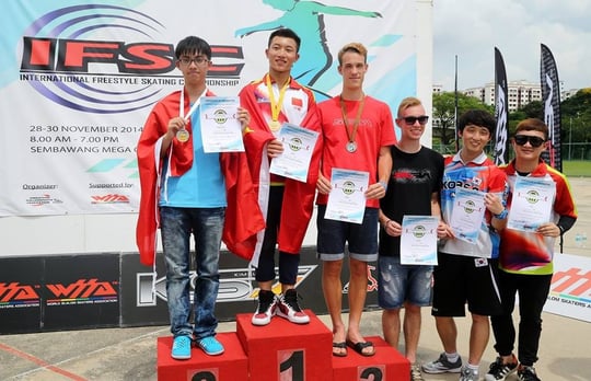 Speed Slalom Senior Men podium by Carroll Wong