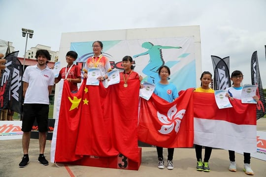 Speed Slalom Junior Women podium by Carroll Wong